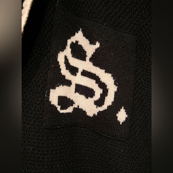 Pre-owned Unisex Salasai Oversized Black Merino Wool Cardigan - Picture 3 of 9